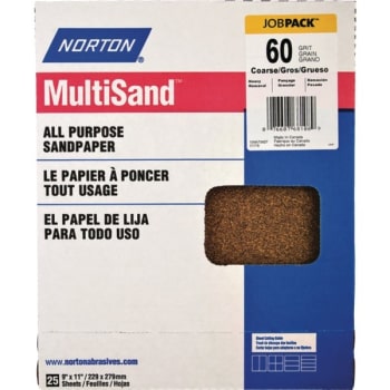 Image for Norton® Multisand™ 9 X 11 All-Purpose Sandpaper, 60 Grit, Package Of 25 from HD Supply