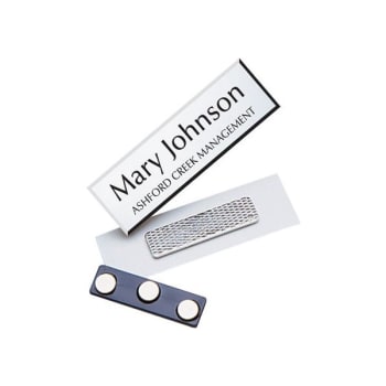 Name Tag with Magnet, Silver, 3 x 1