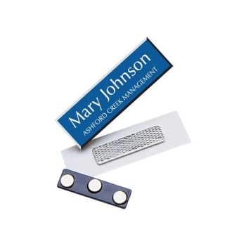 Name Tag with Magnet, Blue, 3 x 1