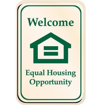 Image for Welcome Equal Housing Interior Sign, Green on Ivory, 6 x 9 from HD Supply