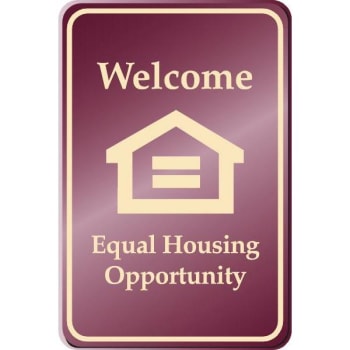 Image for Welcome Equal Housing Interior Sign, Ivory on Burgundy, 6 x 9 from HD Supply