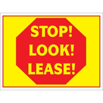 Image for Coroplast Stop! Look! Lease! Amenity Sign, Red and Yellow, 24 x 18 from HD Supply