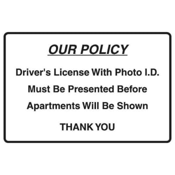 Image for Our Policy Interior Sign, 6 x 9 from HD Supply
