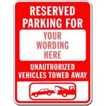 Semi-Custom Reserved Parking For Sign, Red Reflective, 18 X 24