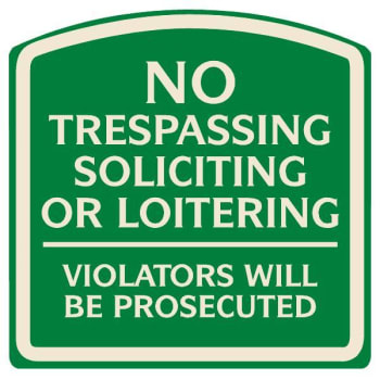 Image for No Trespassing Designer Sign, Ivory on Green, Non-Reflective, 16 x 16 from HD Supply