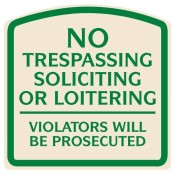 Image for No Trespassing Designer Sign, Green On Ivory, Non-Reflective, 16 X 16 from HD Supply