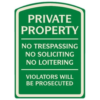 Image for Private Property Designer Sign, Ivory On Green, Non-Reflective, 16 X 22 from HD Supply