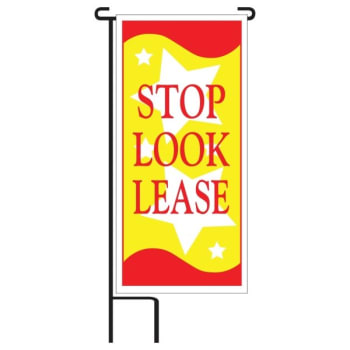 Image for Stop! Look! Lease! Lawn Banner Kit, Red and Yellow, 15 x 32 from HD Supply