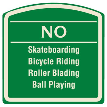 Image for No Skateboarding Sign, Ivory On Green, Non-Reflective, 16 X 16 from HD Supply