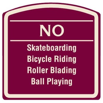 Image for No Skateboarding Sign, Ivory On Burgundy, Non-Reflective, 16 X 16 from HD Supply
