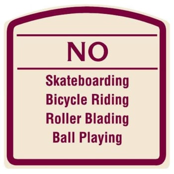 Image for No Skateboarding Sign, Burgundy On Ivory, Non-Reflective, 16 X 16 from HD Supply