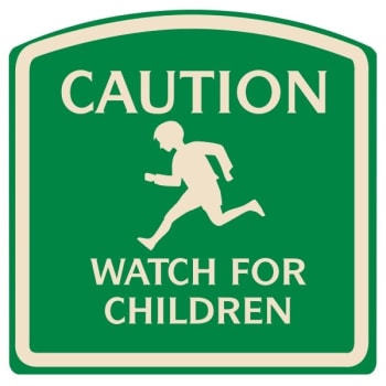 Image for Caution Watch For Children Sign, Ivory On Green, Non-Reflective, 16 X 16 from HD Supply