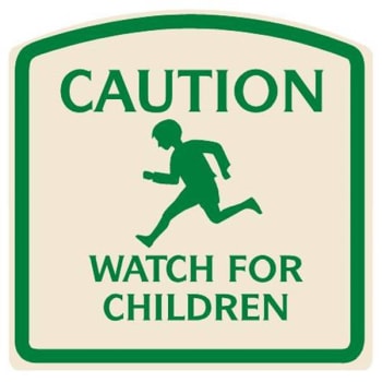 Image for Caution Watch For Children Sign, Green On Ivory, Non-Reflective, 16 X 16 from HD Supply