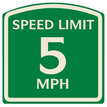 Image for Speed Limit 5 Mph Sign, Ivory On Green, Non-Reflective, 16 X 16 from HD Supply