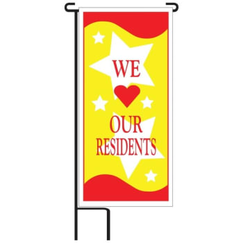 Image for We Heart Our Residents Lawn Banner Kit, Red and Yellow, 15 x 32 from HD Supply