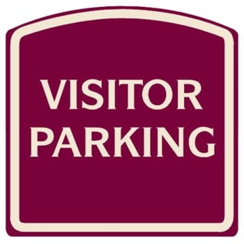 Image for Visitor Parking Designer Sign, Ivory On Burgundy, 16 X 16 from HD Supply