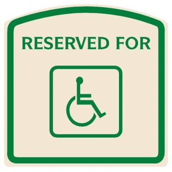 Image for Reserved For/handicapped Symbol Designer Sign, Green On Ivory, 16 X 16 from HD Supply