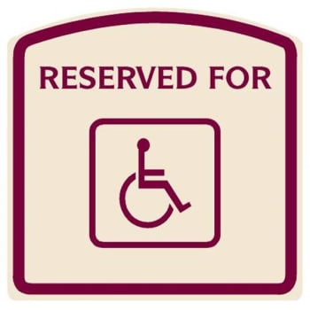 Image for Reserved For/handicapped Symbol Designer Sign, Burgundy On Ivory, 16 X 16 from HD Supply