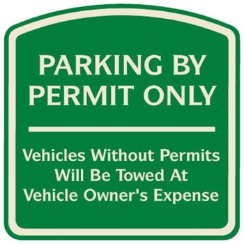 Image for Parking by Permit Only Sign, Ivory on Green, Non-Reflective, 16 x 16 from HD Supply