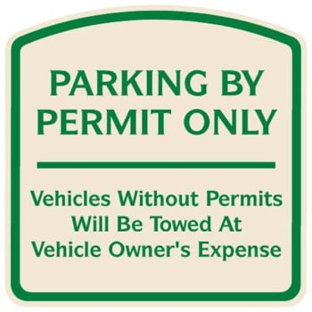 Image for Parking By Permit Only Sign, Green On Ivory, Non-Reflective, 16 X 16 from HD Supply