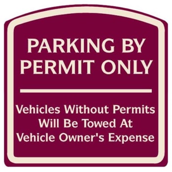 Image for Parking By Permit Only Sign, Ivory On Burgundy, Non-Reflective, 16 X 16 from HD Supply