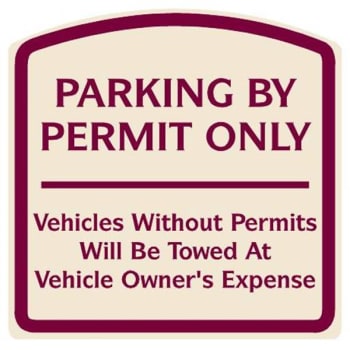Image for Parking By Permit Only Sign, Burgundy On Ivory, Non-Reflective, 16 X 16 from HD Supply