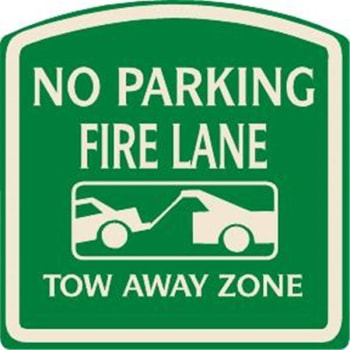 Image for No Parking Fire Lane Sign, Ivory On Green, Non-Reflective, 16 X 16 from HD Supply