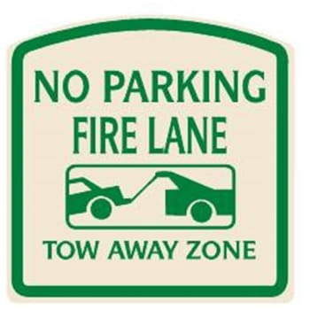 Image for No Parking Fire Lane Sign, Green On Ivory, Non-Reflective, 16 X 16 from HD Supply