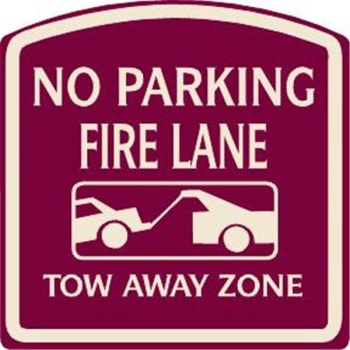 Image for No Parking Fire Lane Sign, Ivory on Burgundy, Non-Reflective, 16 x 16 from HD Supply
