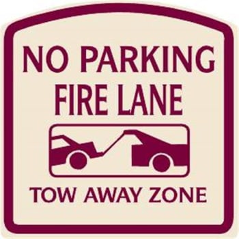 Image for No Parking Fire Lane Sign, Burgundy On Ivory, Non-Reflective, 16 X 16 from HD Supply