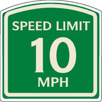 Speed Limit 10 MPH Sign, Ivory on Green, Non-Reflective, 16 x 16