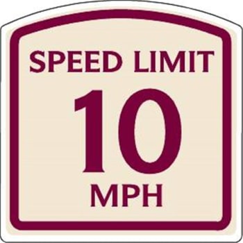 Speed Limit 10 MPH Sign, Burgundy on Ivory, Non-Reflective, 16 x 16