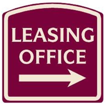 Image for Leasing Office Designer Sign With Right Arrow, Ivory On Burgundy 16 X 16 from HD Supply