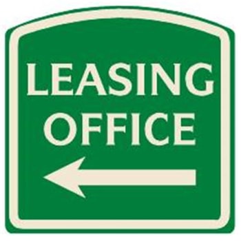 Image for Leasing Office Arched Designer Sign With Left Arrow, Ivory On Green 16 X 16 from HD Supply