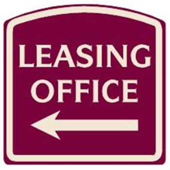 Image for Leasing Office Designer Sign With Left Arrow, Ivory On Burgundy 16 X 16 from HD Supply