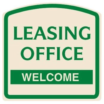 Image for Leasing Office/welcome Arched Designer Sign, Green On Ivory, 16 X 16 from HD Supply