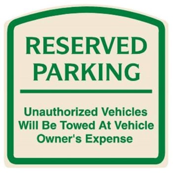 Image for Reserved Parking Sign, Green On Ivory, Non-Reflective, 16 X 16 from HD Supply