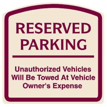 Image for Reserved Parking Sign, Burgundy On Ivory, Non-Reflective, 16 X 16 from HD Supply