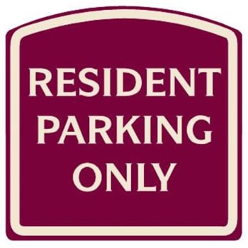 Image for Resident Parking Only Designer Sign, Ivory On Burgundy, 16 X 16 from HD Supply