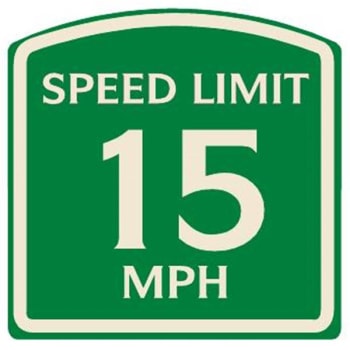 Speed Limit 15 MPH Sign, Ivory on Green, Non-Reflective, 16 x 16
