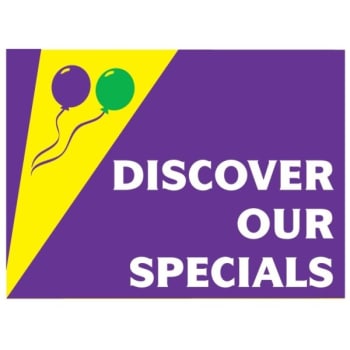 Image for Coroplast Discover Our Specials Amenity Sign, Festive, 24 x 18 from HD Supply