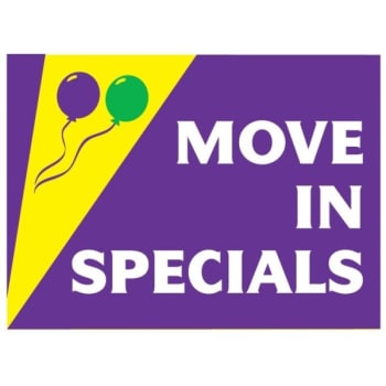 Image for Aluminum Move In Specials Amenity Sign, Festive, 24 x 18 from HD Supply