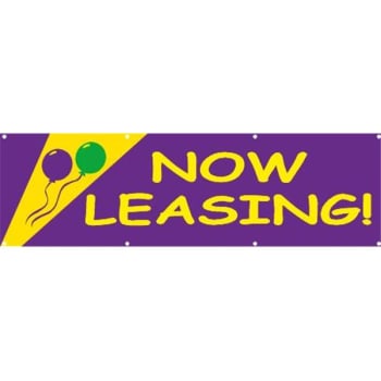 Image for Horizontal Now Leasing Banner, Festive, 10' X 3' from HD Supply