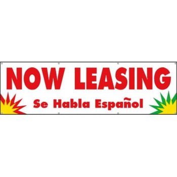 Image for Horizontal Now Leasing Se Habla Espanol Banner Attention Getting Colors 10' X 3' from HD Supply