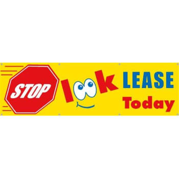 Image for Horizontal Stop Look Lease Today Banner, Stop Sign/eyes, 10' X 3' from HD Supply