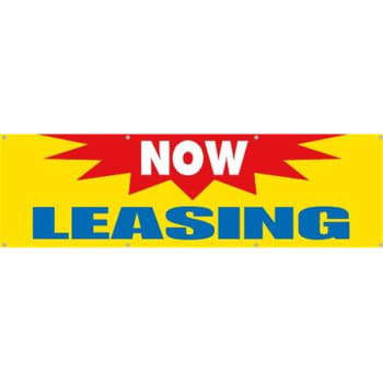 Image for Horizontal Now Leasing Banner, Yellow/blue/red, 10' X 3' from HD Supply