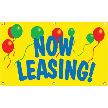 Now Leasing Banner, Balloons, 5' x 3'