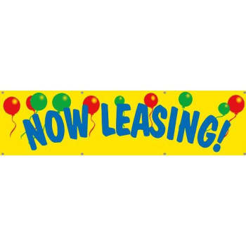 Image for Horizontal Now Leasing Banner, Balloons, 15' x 4' from HD Supply