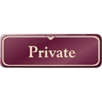 Image for Private Interior Sign, Burgundy, 9 X 3 from HD Supply
