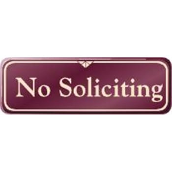 Image for No Soliciting Interior Sign, Burgundy, 9 X 3 from HD Supply